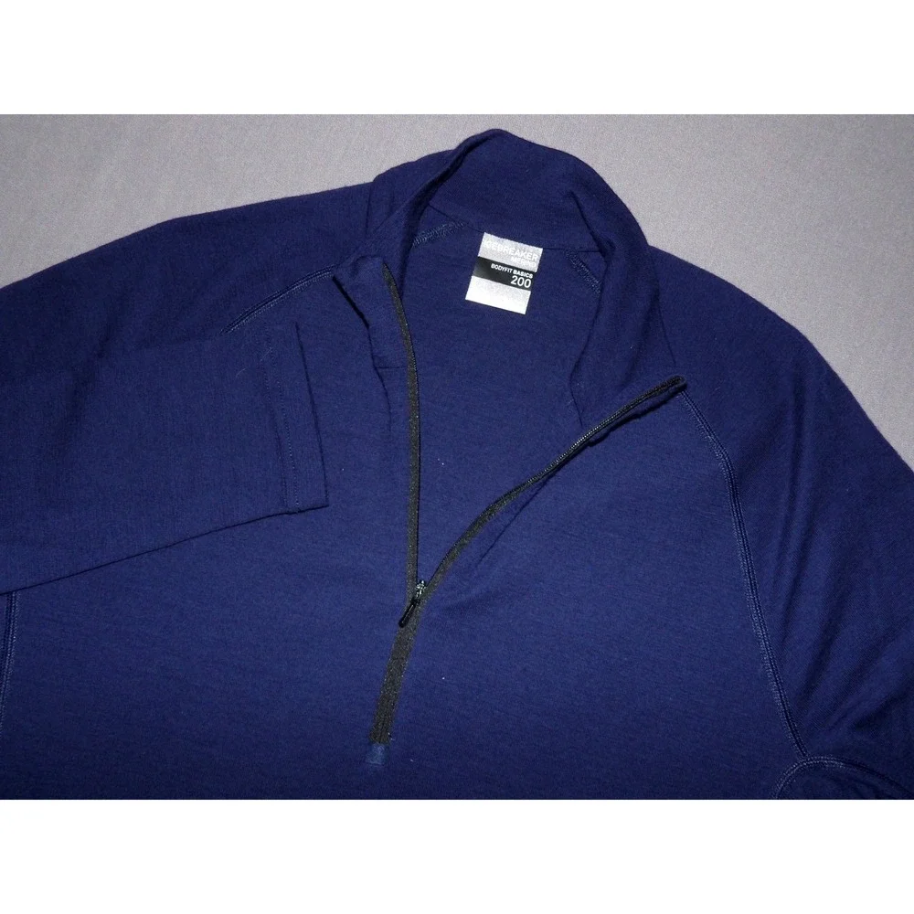 Icebreaker Merino BodyFit Basics 200 Navy Blue 1/4 Zip Base Layer Men's Large